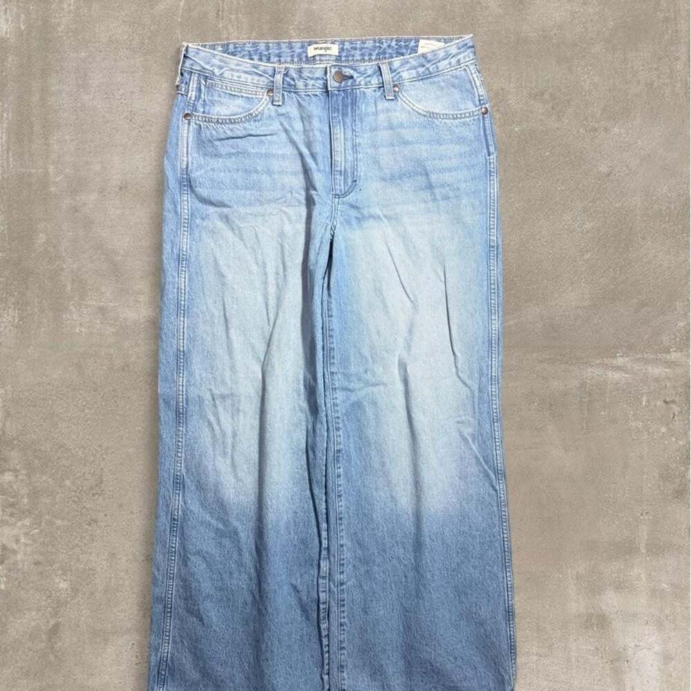 Wrangler Worldwide High Rise Wide Leg Jeans 32x32 Light Wash